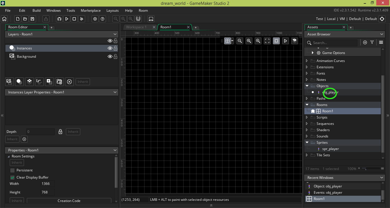 Game Maker Studio 2.3 - ��������� ������ obj_player ��������� ���-���� � ������������ �������