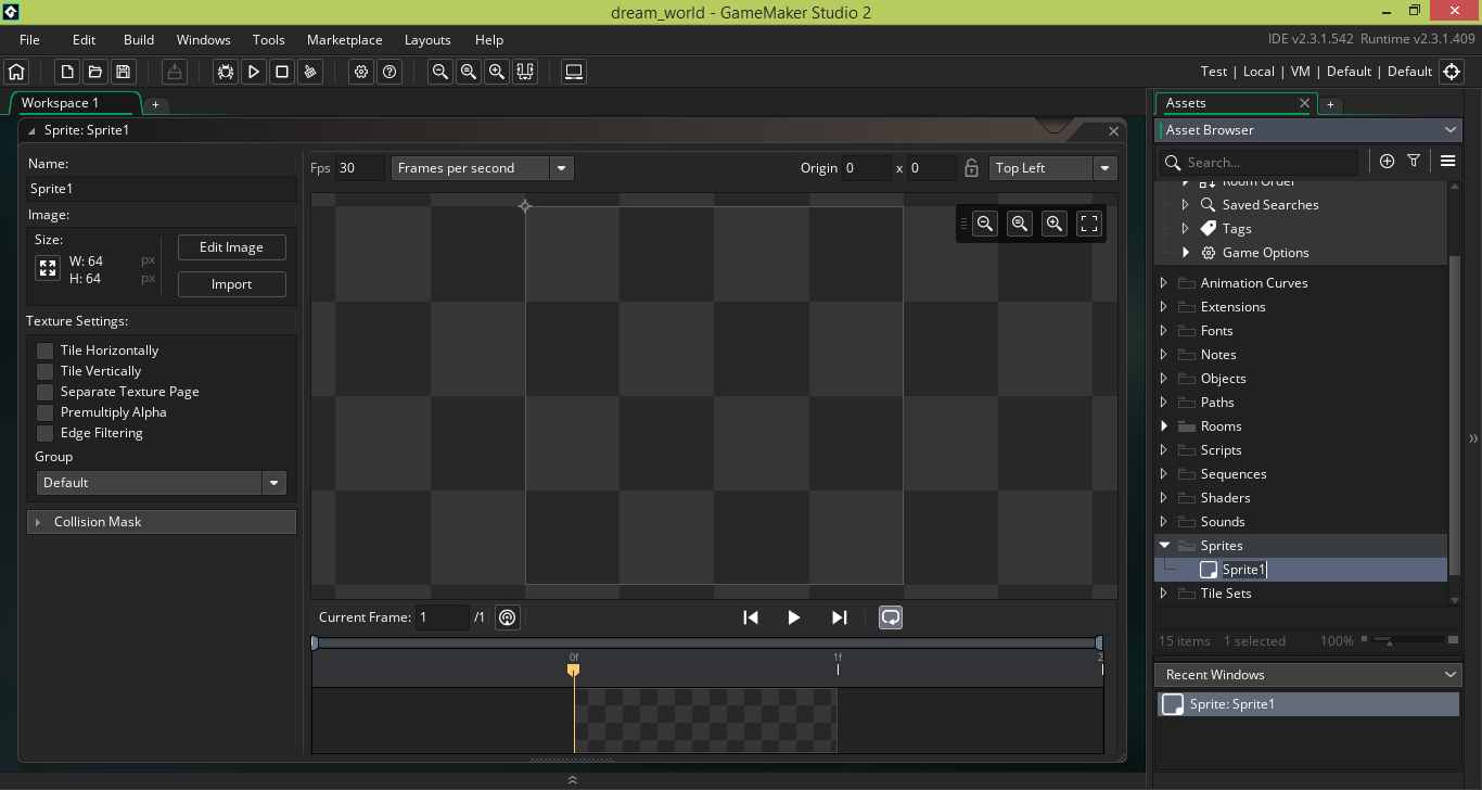 Game Maker Studio 2.3 - ��������� ������� ������ ������ - ��� ����� ������� ����� Sprites ������� ��� ������ ������� ���� � ���� Assets - � ����� ����� Create > Sprite - �� ������� ��� ����� ����