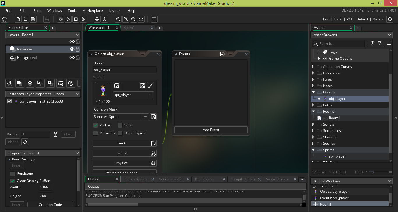 Game Maker Studio 2.3 - obj_player