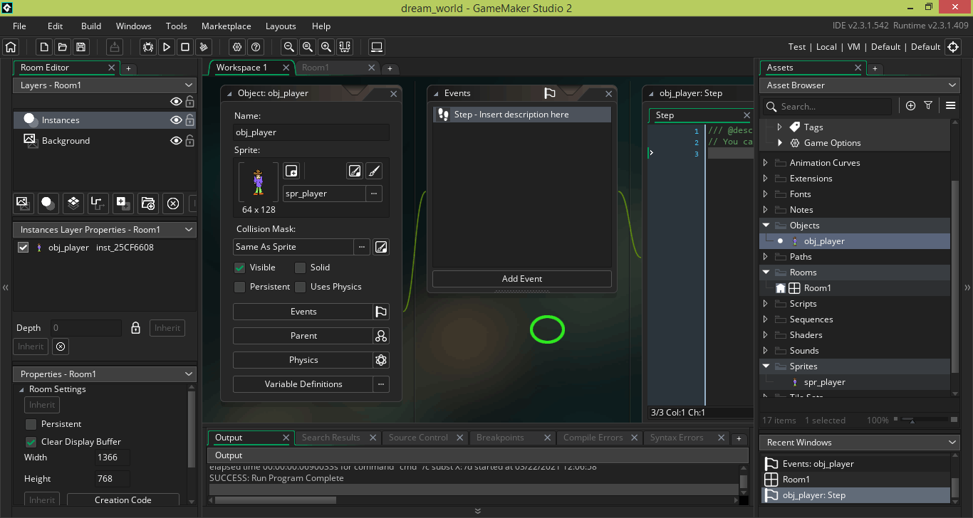 Game Maker Studio 2.3 - ����� [������] ��� ������� ������ ���� ���������� ���� obj_player: Step