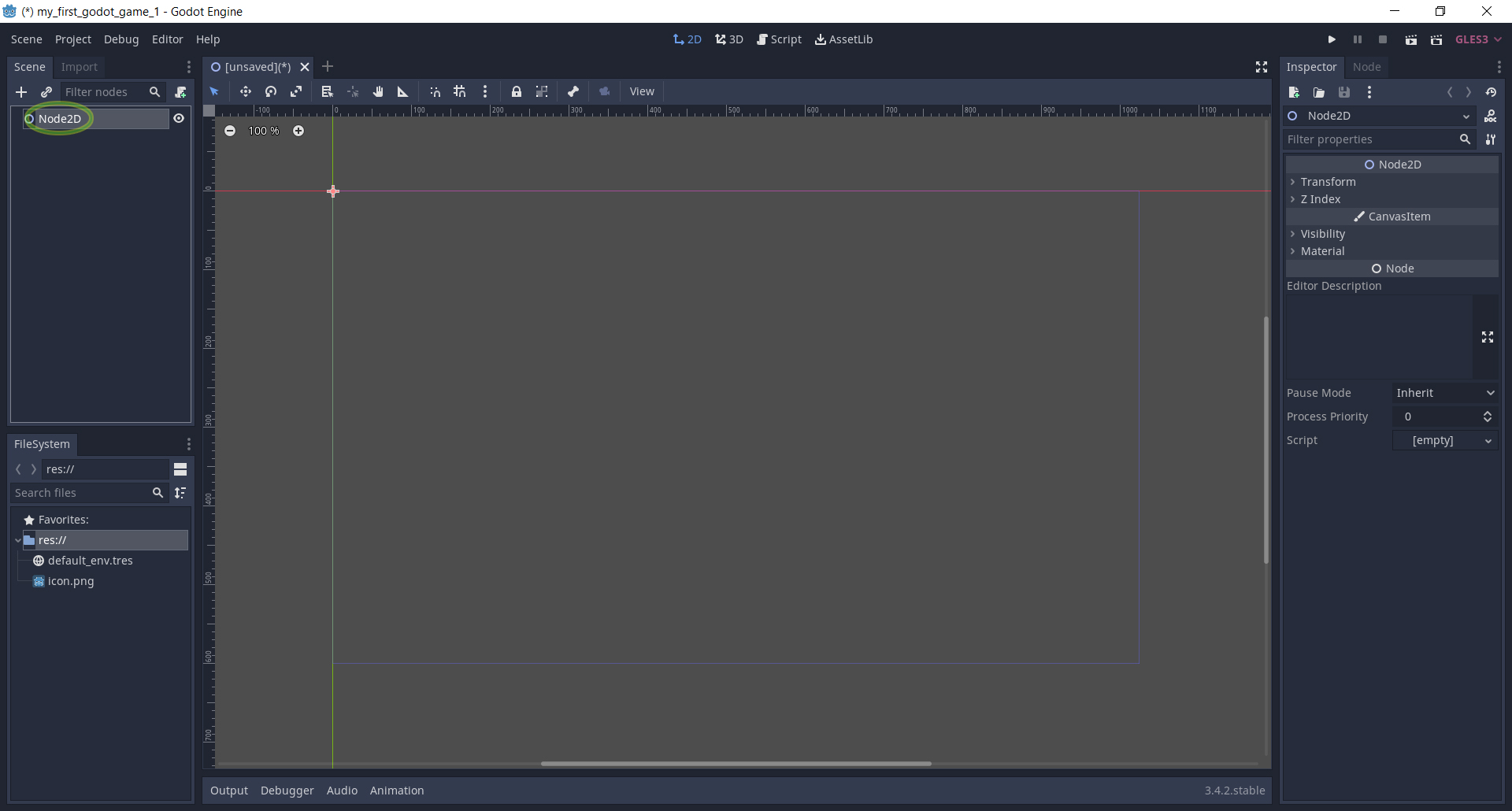 godot engine 3.4.2.stable.official - � ���� Scene �������� ����� 2d ���� � ��������� Node2D