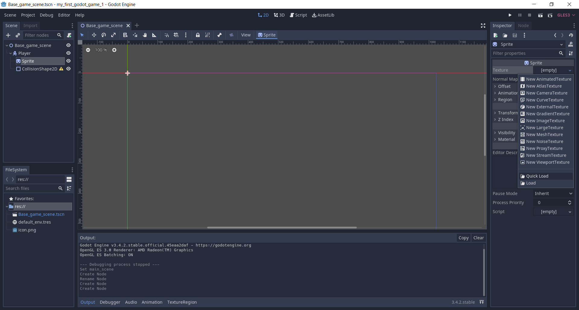 � ������ �������� �������� ���� (������) Sprite � ��� ���� ������ �������� Texture � Inspector (���������� ��������). � �������� ������� - Quick Load