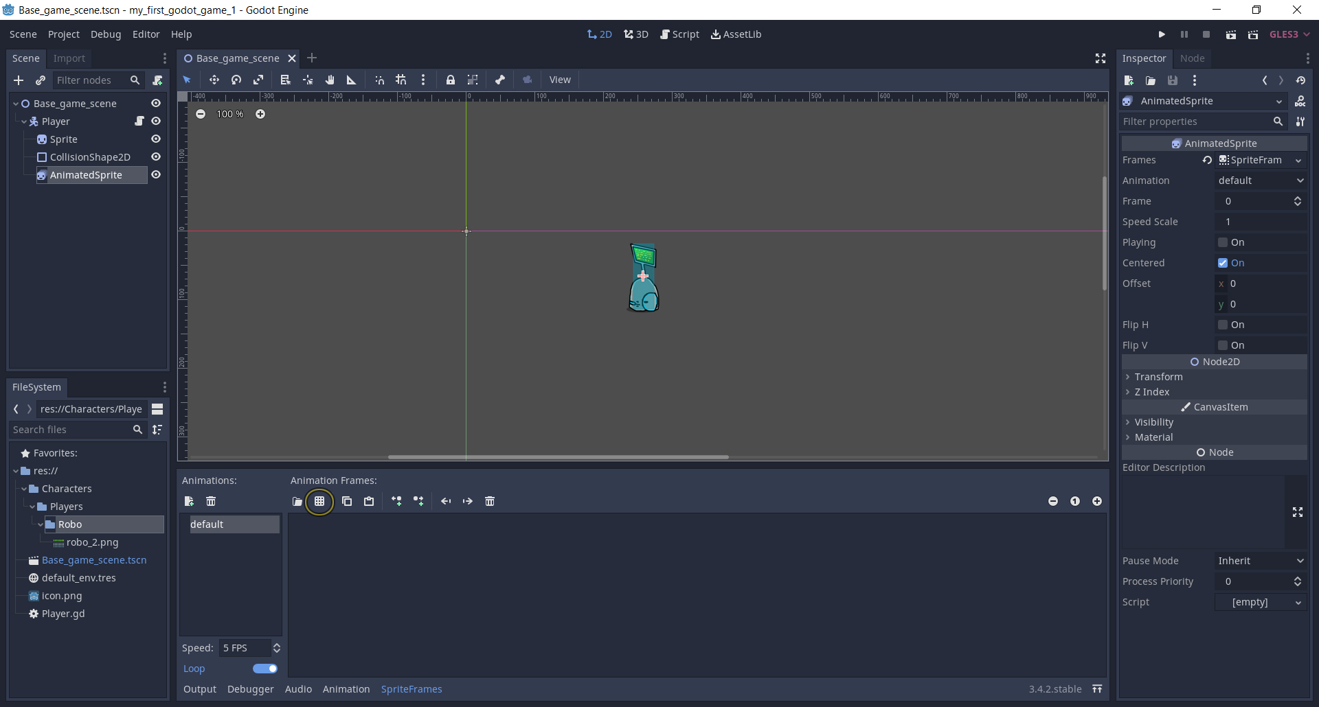 �� ������� ��� � ���� ��������� ��������� ����� ������ - 
Animations, � ��� ������� ������ Add Frames from a Sprite Sheet