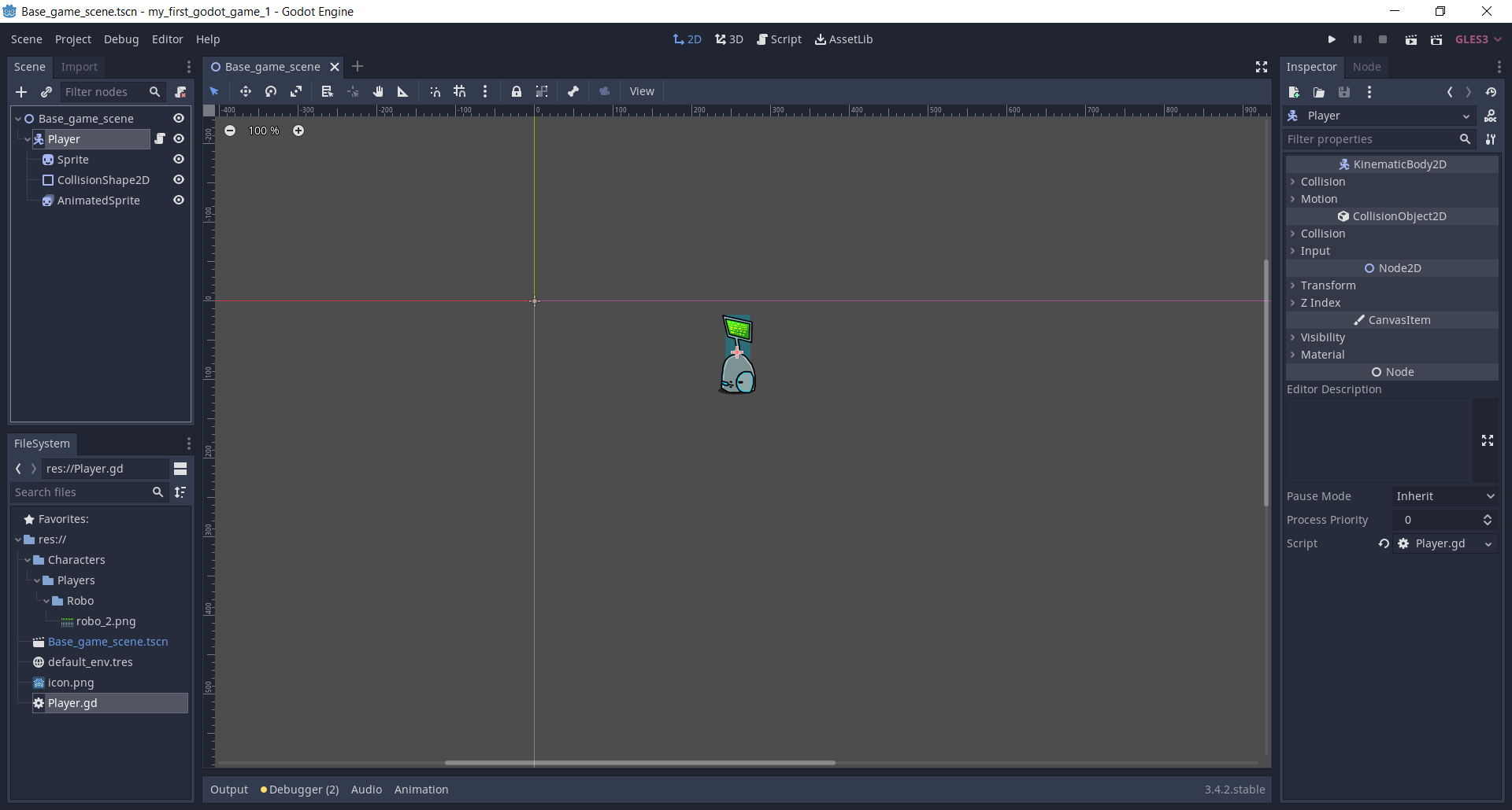 � ������� Player ������ ��� �������� ����, ����������� � �������� - Sprite, AnimatedSprite