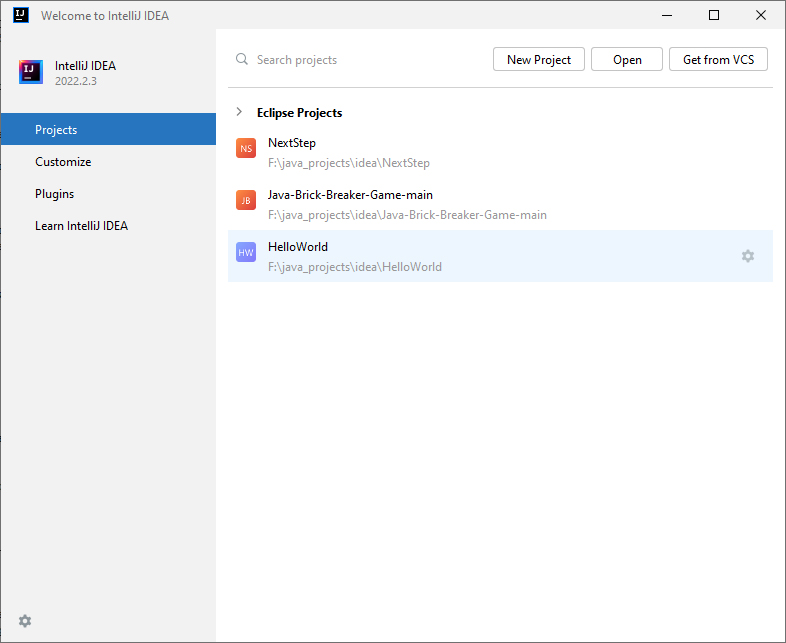 ���� �������� ������ ������� � IntelliJ 2022.2.3 Community