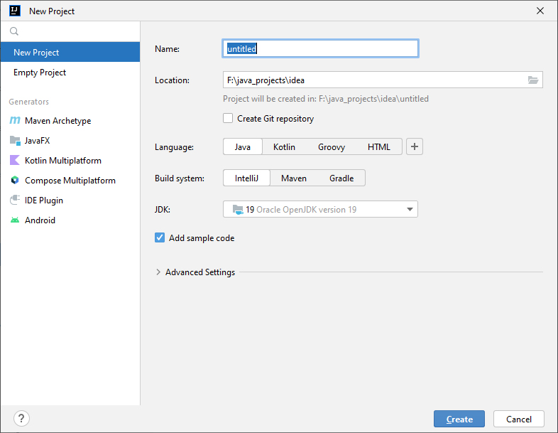 ���� �������� ������ ������� � IntelliJ 2022.2.3 Community