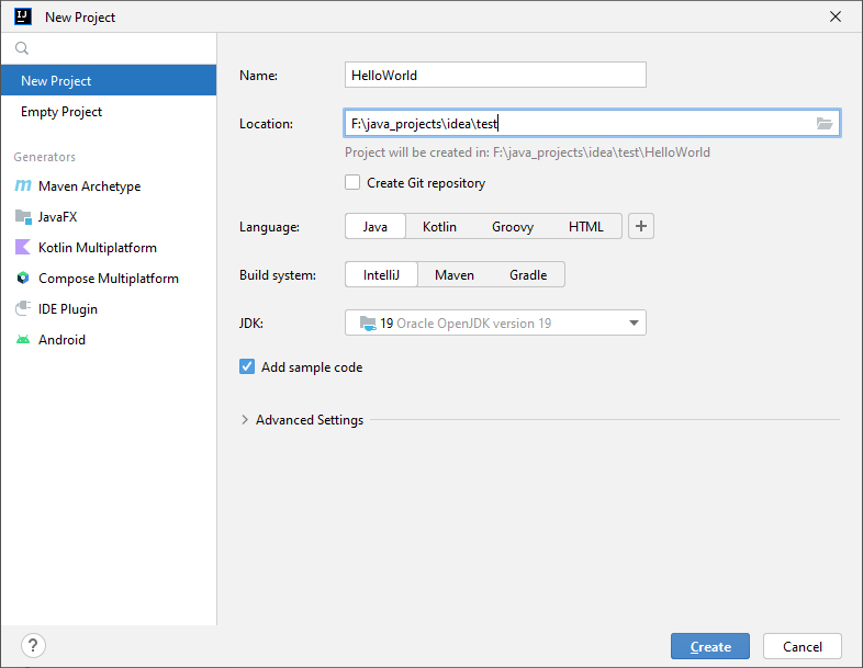 ���� �������� ������ ������� � IntelliJ 2022.2.3 Community