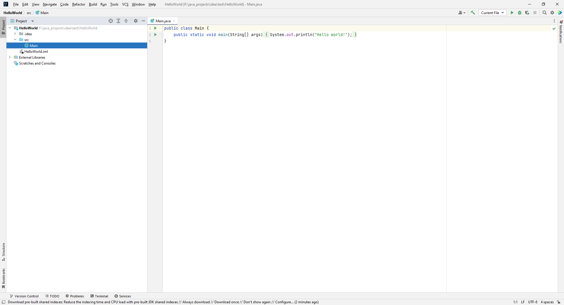 Hello World � IntelliJ 2022.2.3 Community